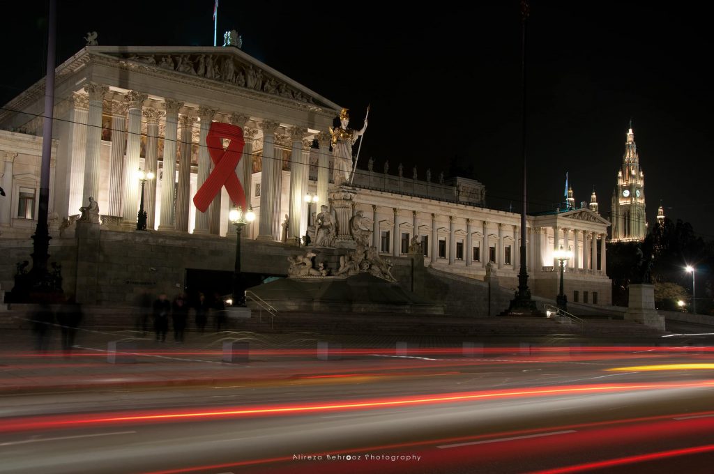 Austrian Parliament at night