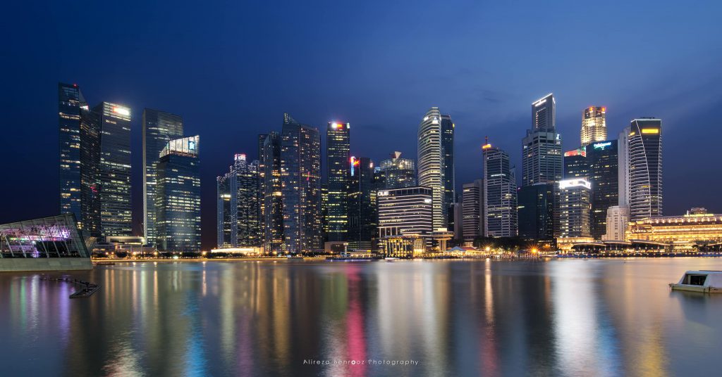 Singapore downtown at dusk