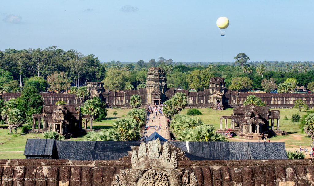 View of angkor wat entrance from main temple