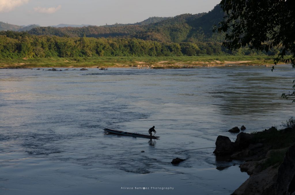 View of Mekong river from Pak Ou buddhist caves, Laos