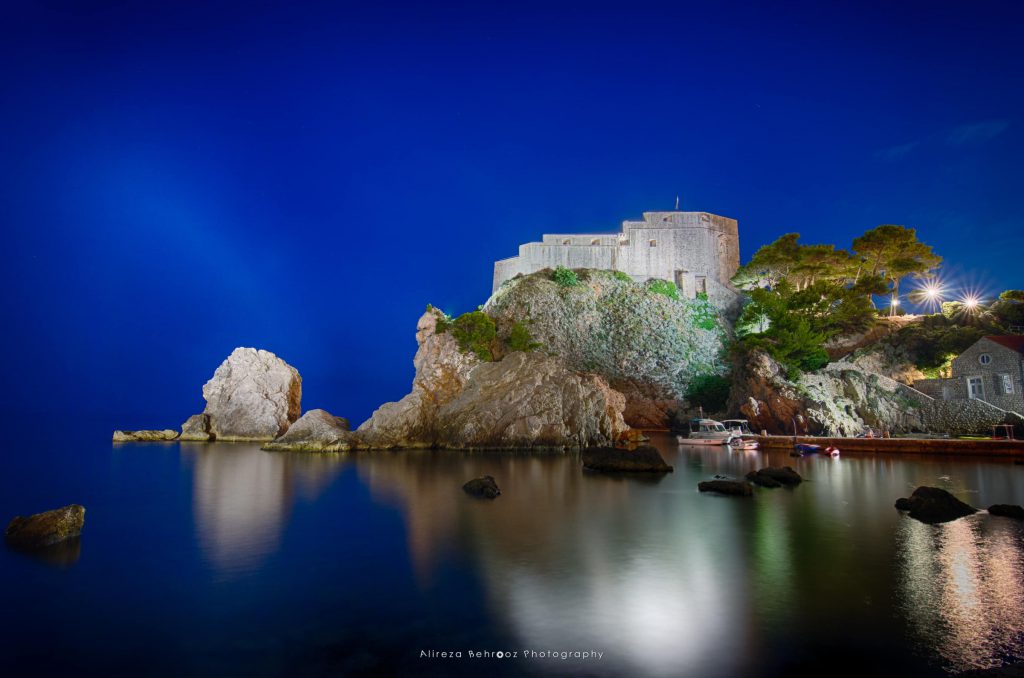 Fort Lovrijenac at night in Dubrovnik