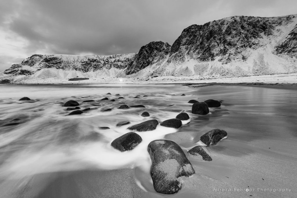 Unstad beach b&w IV, Lofoten