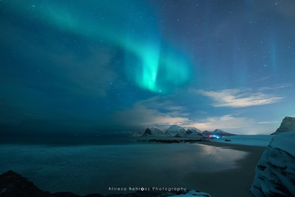 First signs of northern lights, Lofoten